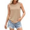 imagePRETTYGARDEN Sleeveless Tops for Women 2026 Summer Tank Tops Spring Fashion Casual Loose Fit Shirts Beach Vacation ClothesLight Khaki