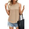 imagePRETTYGARDEN Sleeveless Tops for Women 2026 Summer Tank Tops Spring Fashion Casual Loose Fit Shirts Beach Vacation ClothesLight Khaki