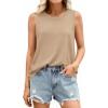 imagePRETTYGARDEN Sleeveless Tops for Women 2026 Summer Tank Tops Spring Fashion Casual Loose Fit Shirts Beach Vacation ClothesLight Khaki