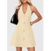 imagePRETTYGARDEN Summer Cocktail Dresses for Women Short 2026 Spring Halter V Neck Beach Party Backless A Line Mini DressBeige