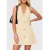 imagePRETTYGARDEN Summer Cocktail Dresses for Women Short 2026 Spring Halter V Neck Beach Party Backless A Line Mini DressBeige