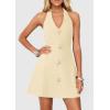 imagePRETTYGARDEN Summer Cocktail Dresses for Women Short 2026 Spring Halter V Neck Beach Party Backless A Line Mini DressBeige