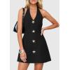 imagePRETTYGARDEN Summer Cocktail Dresses for Women Short 2026 Spring Halter V Neck Beach Party Backless A Line Mini DressBlack