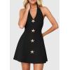 imagePRETTYGARDEN Summer Cocktail Dresses for Women Short 2026 Spring Halter V Neck Beach Party Backless A Line Mini DressBlack