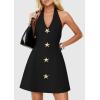 imagePRETTYGARDEN Summer Cocktail Dresses for Women Short 2026 Spring Halter V Neck Beach Party Backless A Line Mini DressBlack
