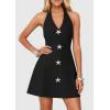imagePRETTYGARDEN Summer Cocktail Dresses for Women Short 2026 Spring Halter V Neck Beach Party Backless A Line Mini DressBlack