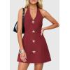 imagePRETTYGARDEN Summer Cocktail Dresses for Women Short 2026 Spring Halter V Neck Beach Party Backless A Line Mini DressBurgundy