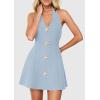 imagePRETTYGARDEN Summer Cocktail Dresses for Women Short 2026 Spring Halter V Neck Beach Party Backless A Line Mini DressLight Blue