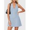 imagePRETTYGARDEN Summer Cocktail Dresses for Women Short 2026 Spring Halter V Neck Beach Party Backless A Line Mini DressLight Blue