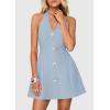 imagePRETTYGARDEN Summer Cocktail Dresses for Women Short 2026 Spring Halter V Neck Beach Party Backless A Line Mini DressLight Blue