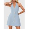imagePRETTYGARDEN Summer Cocktail Dresses for Women Short 2026 Spring Halter V Neck Beach Party Backless A Line Mini DressLight Blue
