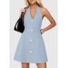 imagePRETTYGARDEN Summer Cocktail Dresses for Women Short 2026 Spring Halter V Neck Beach Party Backless A Line Mini DressLight Blue