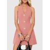 imagePRETTYGARDEN Summer Cocktail Dresses for Women Short 2026 Spring Halter V Neck Beach Party Backless A Line Mini DressPink