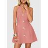 imagePRETTYGARDEN Summer Cocktail Dresses for Women Short 2026 Spring Halter V Neck Beach Party Backless A Line Mini DressPink