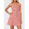 imagePRETTYGARDEN Summer Cocktail Dresses for Women Short 2026 Spring Halter V Neck Beach Party Backless A Line Mini DressPink