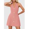 imagePRETTYGARDEN Summer Cocktail Dresses for Women Short 2026 Spring Halter V Neck Beach Party Backless A Line Mini DressPink