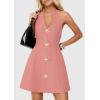 imagePRETTYGARDEN Summer Cocktail Dresses for Women Short 2026 Spring Halter V Neck Beach Party Backless A Line Mini DressPink
