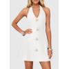 imagePRETTYGARDEN Summer Cocktail Dresses for Women Short 2026 Spring Halter V Neck Beach Party Backless A Line Mini DressWhite