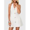 imagePRETTYGARDEN Summer Cocktail Dresses for Women Short 2026 Spring Halter V Neck Beach Party Backless A Line Mini DressWhite
