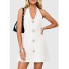 imagePRETTYGARDEN Summer Cocktail Dresses for Women Short 2026 Spring Halter V Neck Beach Party Backless A Line Mini DressWhite