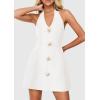 imagePRETTYGARDEN Summer Cocktail Dresses for Women Short 2026 Spring Halter V Neck Beach Party Backless A Line Mini DressWhite