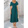 imagePRETTYGARDEN Summer Dress for Women 2026 Casual Short Sleeve Bow Tie V Neck Ruffle Midi Flowy DressesMalachite Green