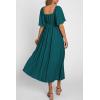 imagePRETTYGARDEN Summer Dress for Women 2026 Casual Short Sleeve Bow Tie V Neck Ruffle Midi Flowy DressesMalachite Green