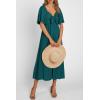 imagePRETTYGARDEN Summer Dress for Women 2026 Casual Short Sleeve Bow Tie V Neck Ruffle Midi Flowy DressesMalachite Green