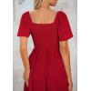 imagePRETTYGARDEN Summer Dress for Women 2026 Casual Short Sleeve Bow Tie V Neck Ruffle Midi Flowy DressesRed