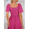 imagePRETTYGARDEN Summer Dress for Women 2026 Casual Short Sleeve Bow Tie V Neck Ruffle Midi Flowy DressesRose Red