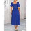 imagePRETTYGARDEN Summer Dress for Women 2026 Casual Short Sleeve Bow Tie V Neck Ruffle Midi Flowy DressesRoyal Blue