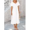 imagePRETTYGARDEN Summer Dress for Women 2026 Casual Short Sleeve Bow Tie V Neck Ruffle Midi Flowy DressesWhite