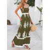 imagePRETTYGARDEN Summer Dress for Women 2026 Floral Sundress Spaghetti Strap Flowy Beach Vacation Boho Maxi DressesArmy Green White Floral