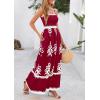 imagePRETTYGARDEN Summer Dress for Women 2026 Floral Sundress Spaghetti Strap Flowy Beach Vacation Boho Maxi DressesBurgundy White Floral