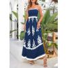 imagePRETTYGARDEN Summer Dress for Women 2026 Floral Sundress Spaghetti Strap Flowy Beach Vacation Boho Maxi DressesDark Blue White Floral