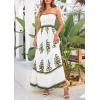 imagePRETTYGARDEN Summer Dress for Women 2026 Floral Sundress Spaghetti Strap Flowy Beach Vacation Boho Maxi DressesWhite Army Green Floral