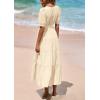 imagePRETTYGARDEN Summer Dresses for Women 2026 Elegant Classy Short Sleeve V Neck Ruffle A Line Belted Long Beach Vacation DressApricot