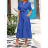 imagePRETTYGARDEN Summer Dresses for Women 2026 Elegant Classy Short Sleeve V Neck Ruffle A Line Belted Long Beach Vacation DressBlue