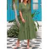 imagePRETTYGARDEN Summer Dresses for Women 2026 Elegant Classy Short Sleeve V Neck Ruffle A Line Belted Long Beach Vacation DressCyan