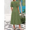 imagePRETTYGARDEN Summer Dresses for Women 2026 Elegant Classy Short Sleeve V Neck Ruffle A Line Belted Long Beach Vacation DressCyan