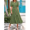 imagePRETTYGARDEN Summer Dresses for Women 2026 Elegant Classy Short Sleeve V Neck Ruffle A Line Belted Long Beach Vacation DressCyan