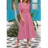 imagePRETTYGARDEN Summer Dresses for Women 2026 Elegant Classy Short Sleeve V Neck Ruffle A Line Belted Long Beach Vacation DressDark Pink