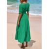 imagePRETTYGARDEN Summer Dresses for Women 2026 Elegant Classy Short Sleeve V Neck Ruffle A Line Belted Long Beach Vacation DressGreen