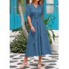imagePRETTYGARDEN Summer Dresses for Women 2026 Elegant Classy Short Sleeve V Neck Ruffle A Line Belted Long Beach Vacation DressGrey Blue