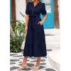 imagePRETTYGARDEN Summer Dresses for Women 2026 Elegant Classy Short Sleeve V Neck Ruffle A Line Belted Long Beach Vacation DressNavy