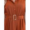 imagePRETTYGARDEN Summer Maxi Dresses for Women Puff Short Sleeve Lapel V Neck Belt Tiered A Line Ruffle Flowy Elegant Party Dress Brick RedLarge