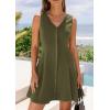 imagePRETTYGARDEN Sundresses for Women 2026 Casual Short Summer Dresses Sleeveless V Neck Tank A Line Spring Beach Vacation DressArmy Green