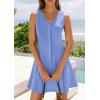 imagePRETTYGARDEN Sundresses for Women 2026 Casual Short Summer Dresses Sleeveless V Neck Tank A Line Spring Beach Vacation DressBlue
