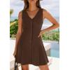imagePRETTYGARDEN Sundresses for Women 2026 Casual Short Summer Dresses Sleeveless V Neck Tank A Line Spring Beach Vacation DressBrown