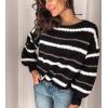 imagePRETTYGARDEN Sweaters for Women 2026 Long Sleeve Striped Knitted V Neck Pullover Jumper Tops Fall Outfits Fashion ClothingNarrow Striped Black
